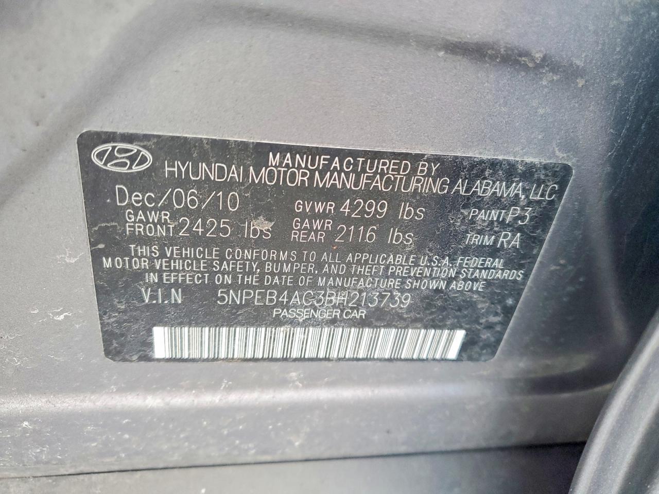 2011 HYUNDAI SONATA