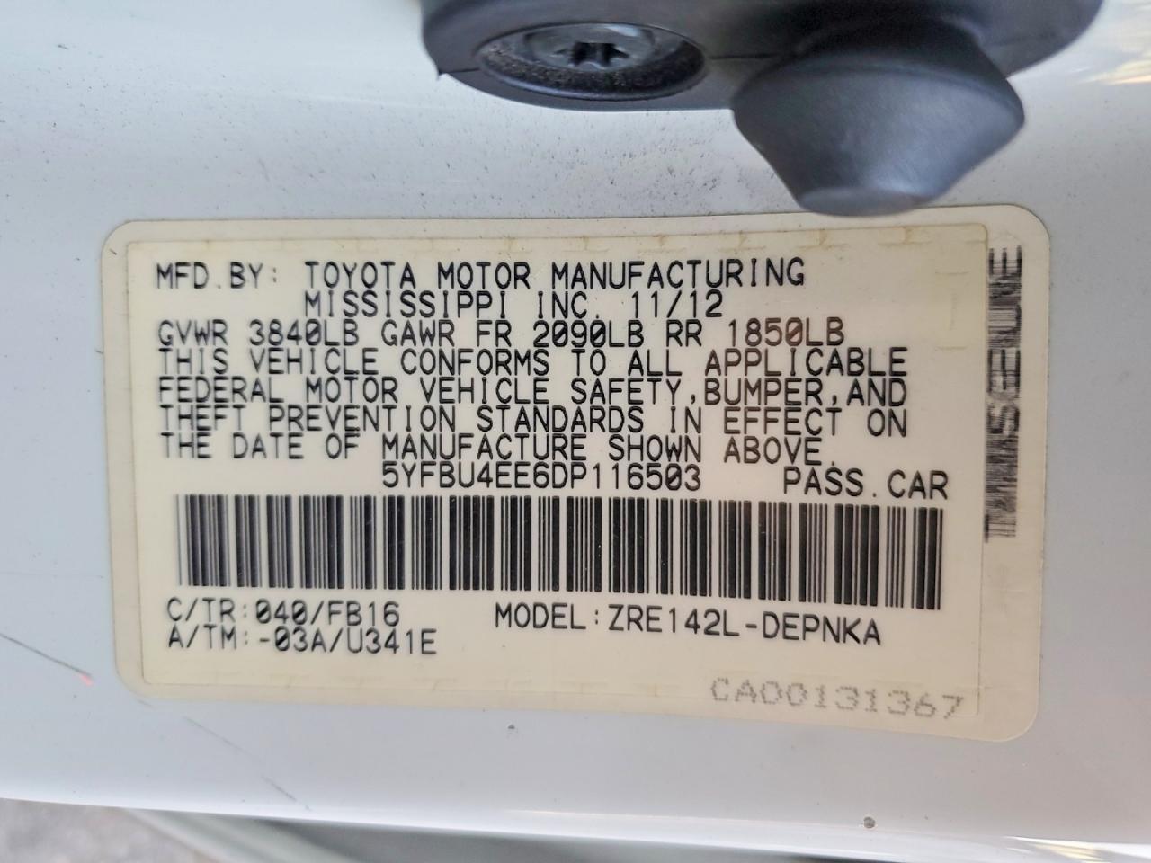 2013 TOYOTA COROLLA