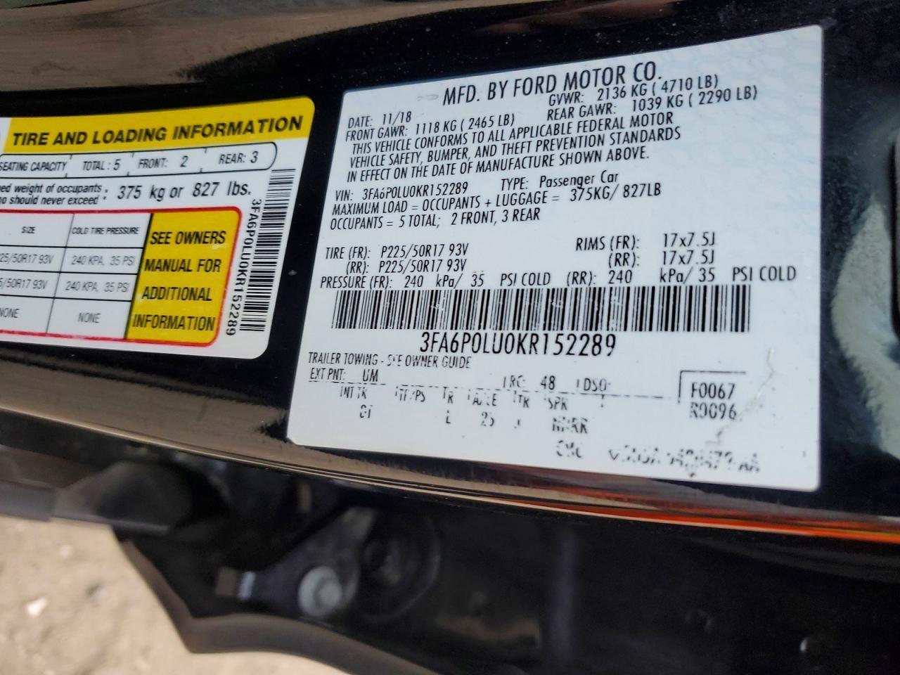 2019 FORD FUSION