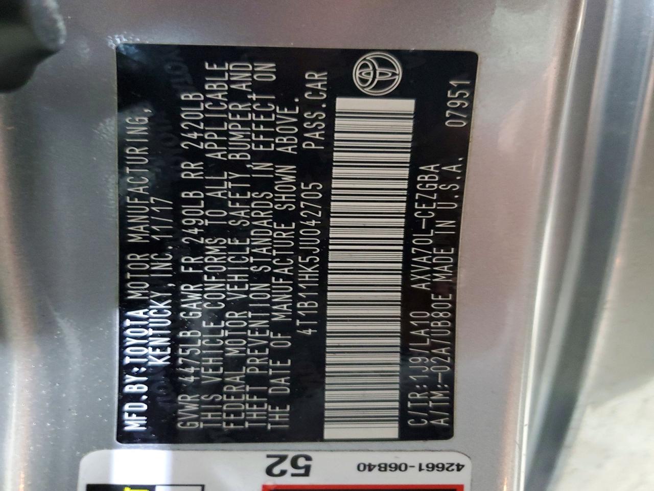 2018 TOYOTA CAMRY