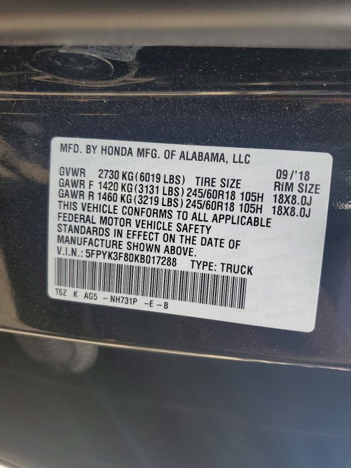 2019 HONDA Ridgeline