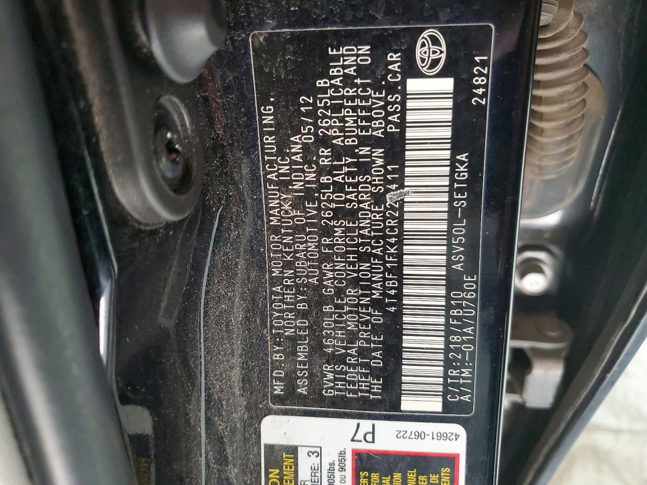 2012 TOYOTA CAMRY