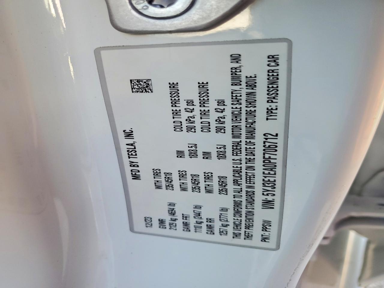 2023 TESLA MODEL 3