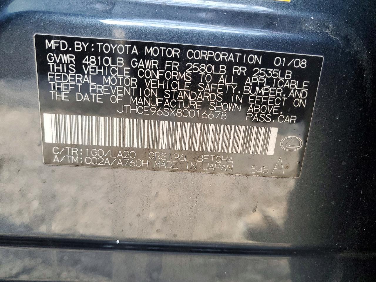 2008 LEXUS GS 350