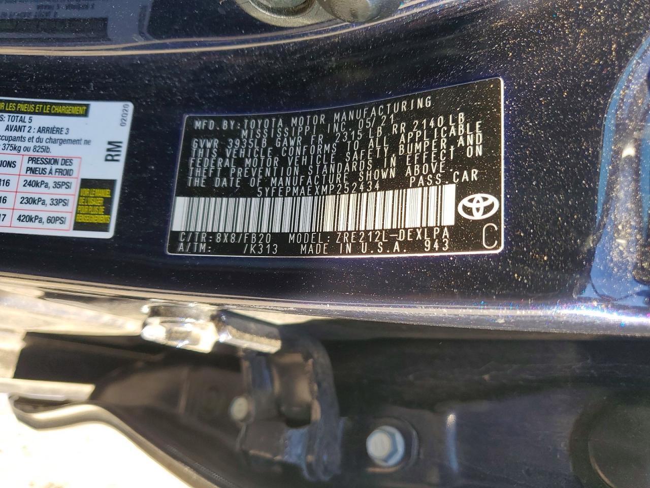 2021 TOYOTA COROLLA
