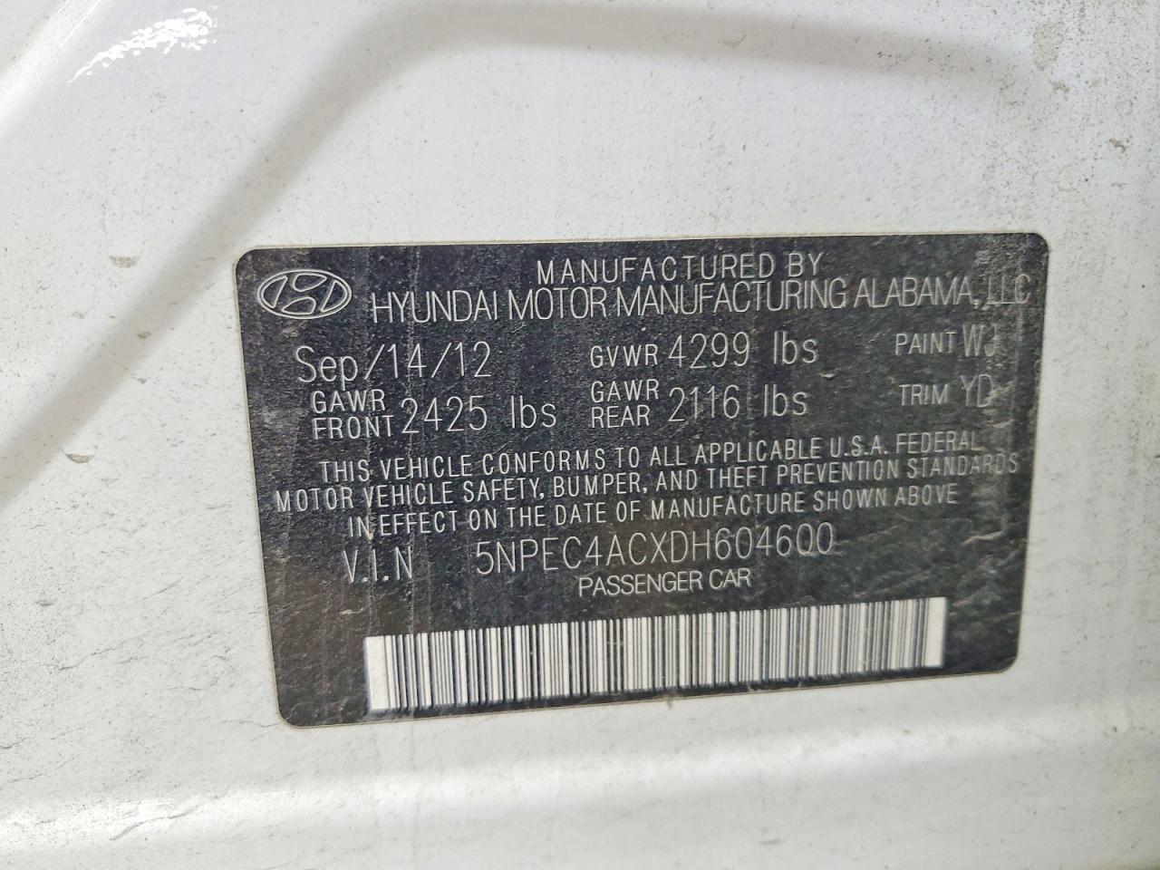 2013 HYUNDAI SONATA