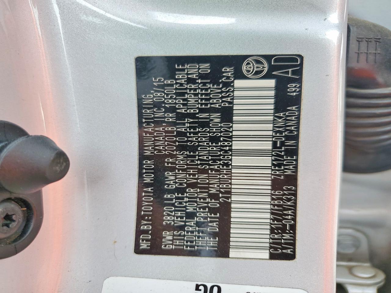 2016 TOYOTA COROLLA