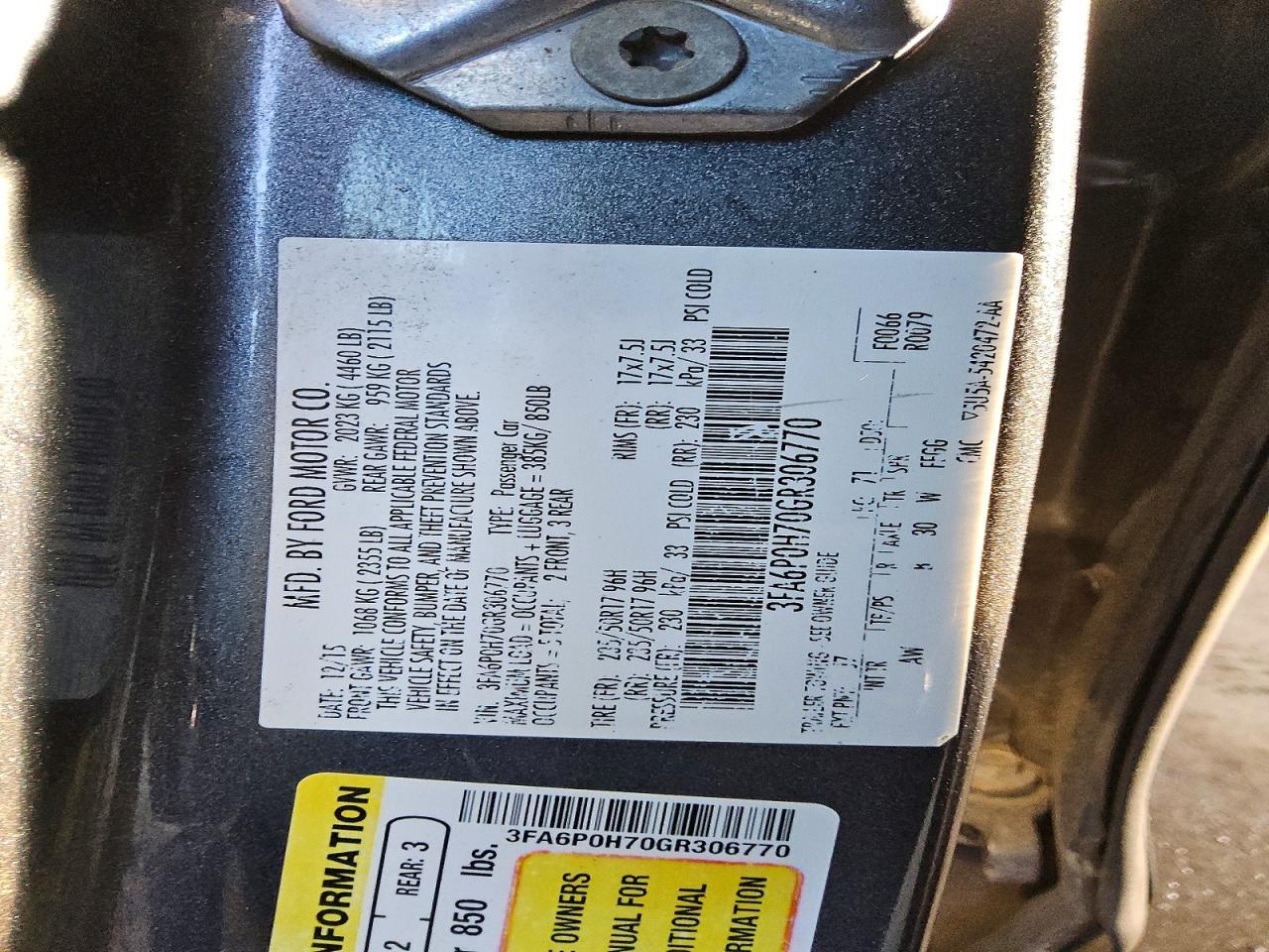 2016 FORD FUSION