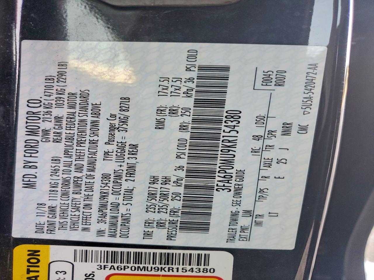 2019 FORD FUSION
