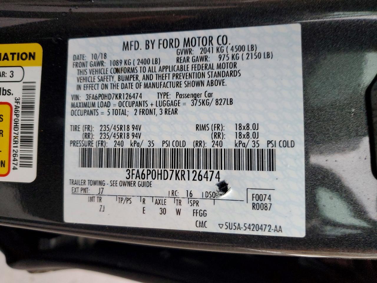 2019 FORD FUSION