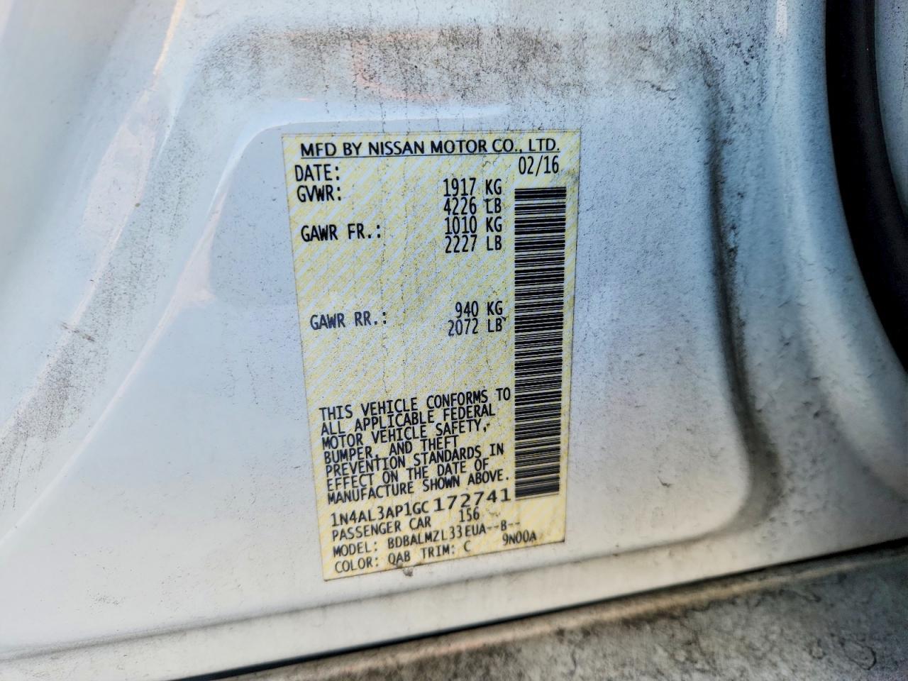2016 NISSAN ALTIMA