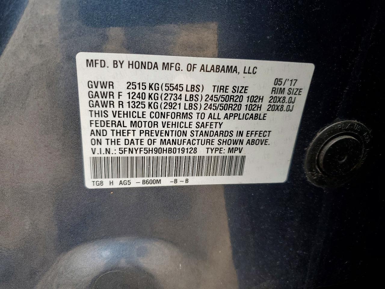 2017 HONDA PILOT