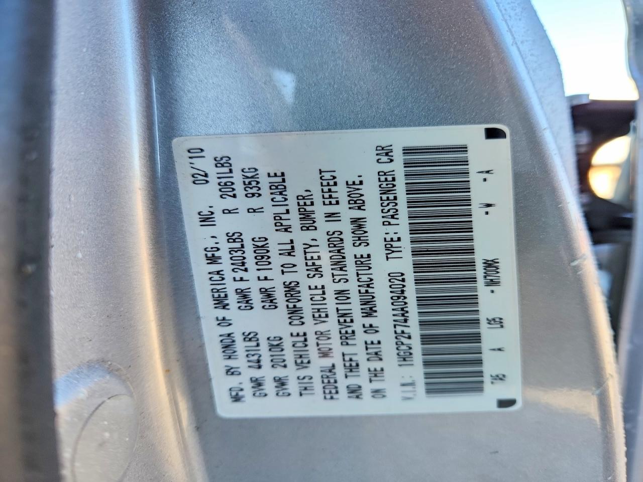 2010 HONDA ACCORD