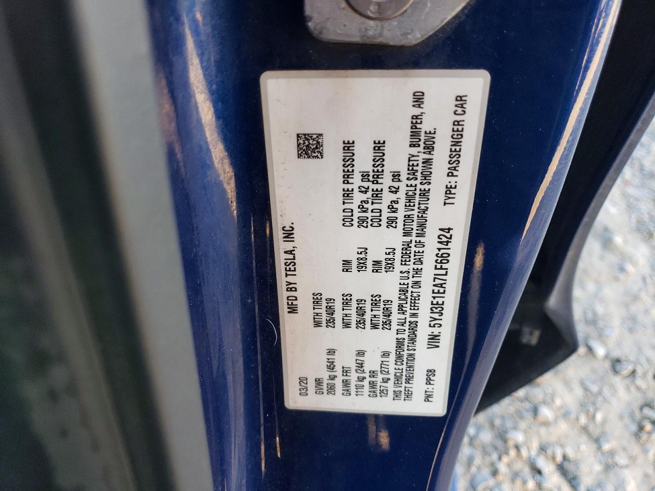 2020 TESLA MODEL 3