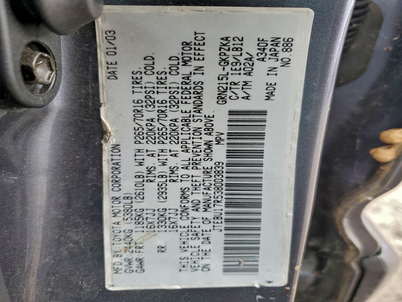 2003 TOYOTA 4Runner