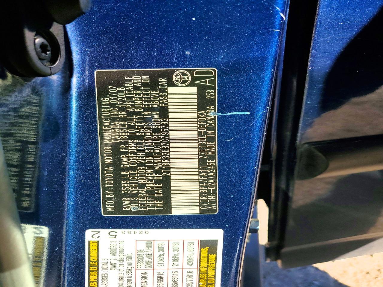 2007 TOYOTA COROLLA