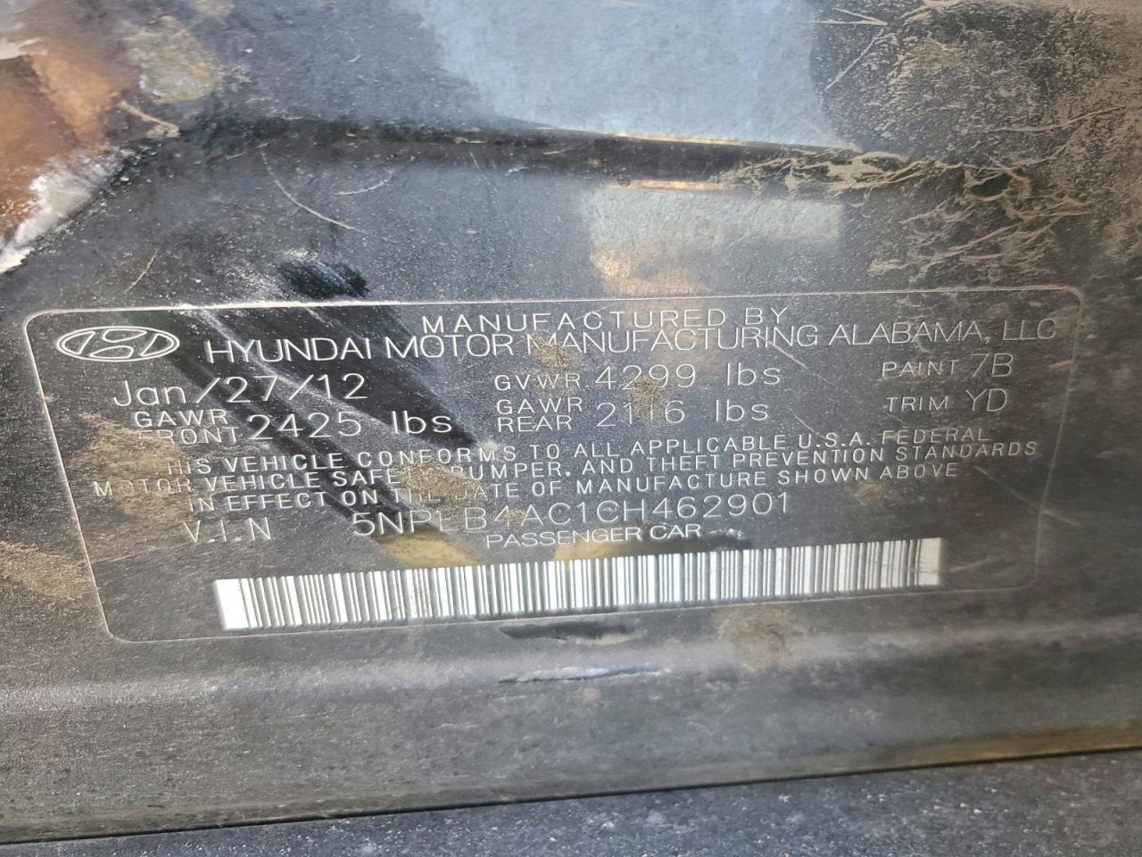 2012 HYUNDAI SONATA