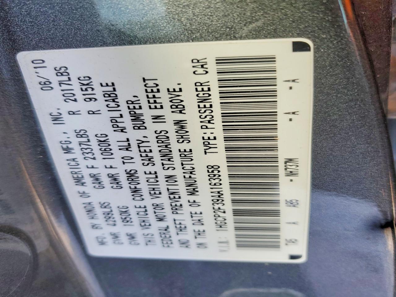 2010 HONDA ACCORD
