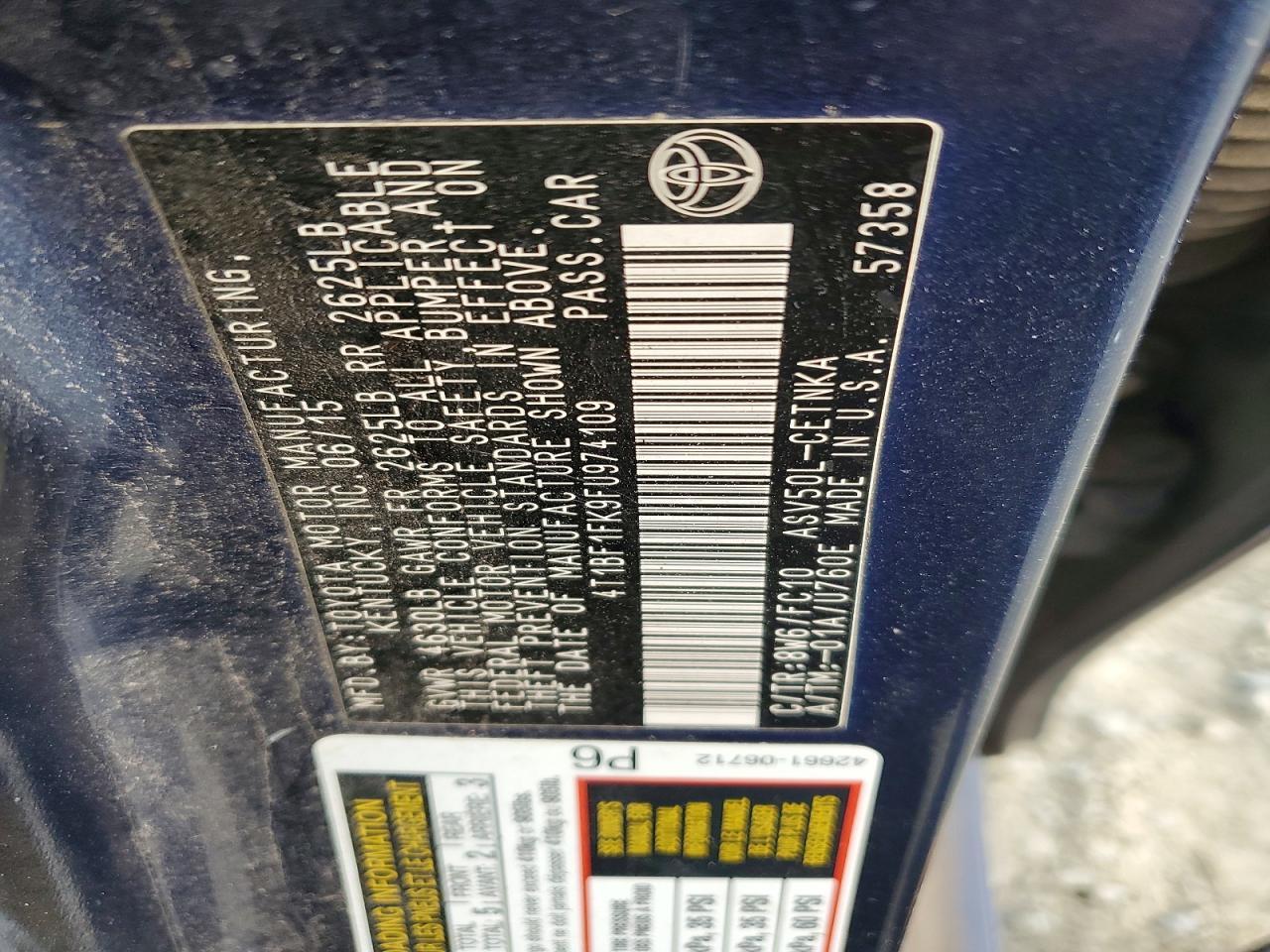2015 TOYOTA CAMRY