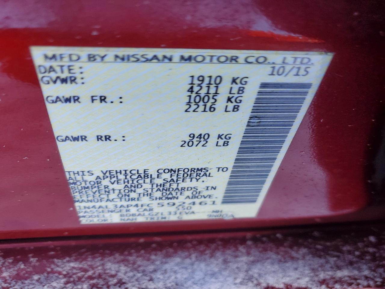 2015 NISSAN ALTIMA