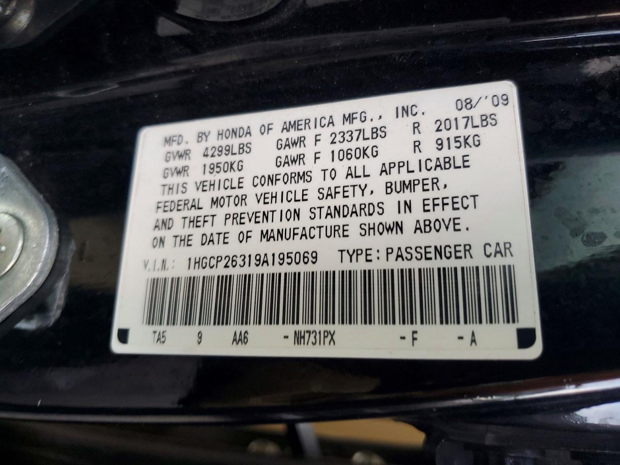 2009 HONDA ACCORD