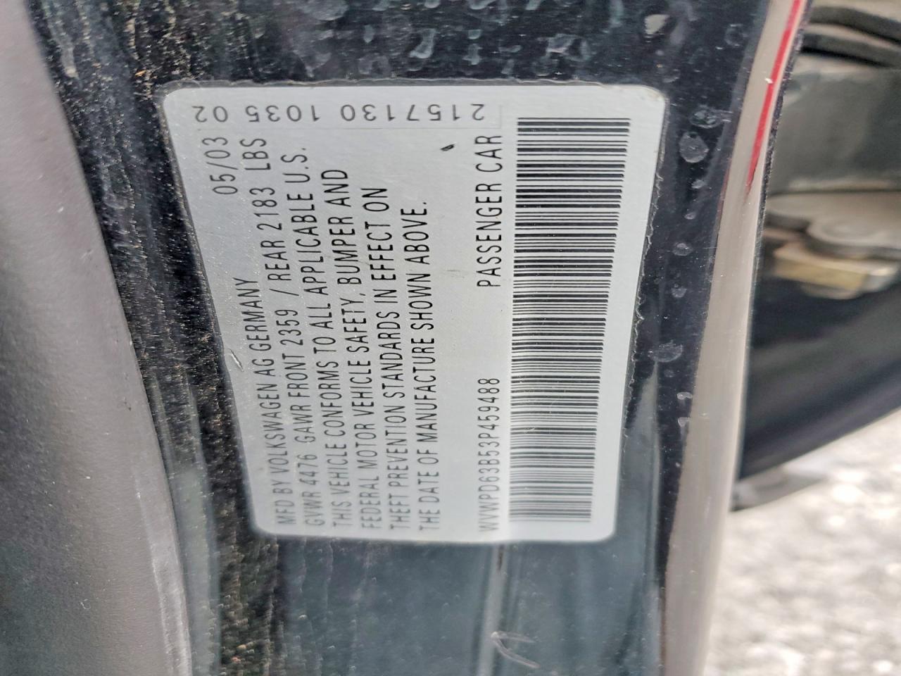 2003 VOLKSWAGEN Passat