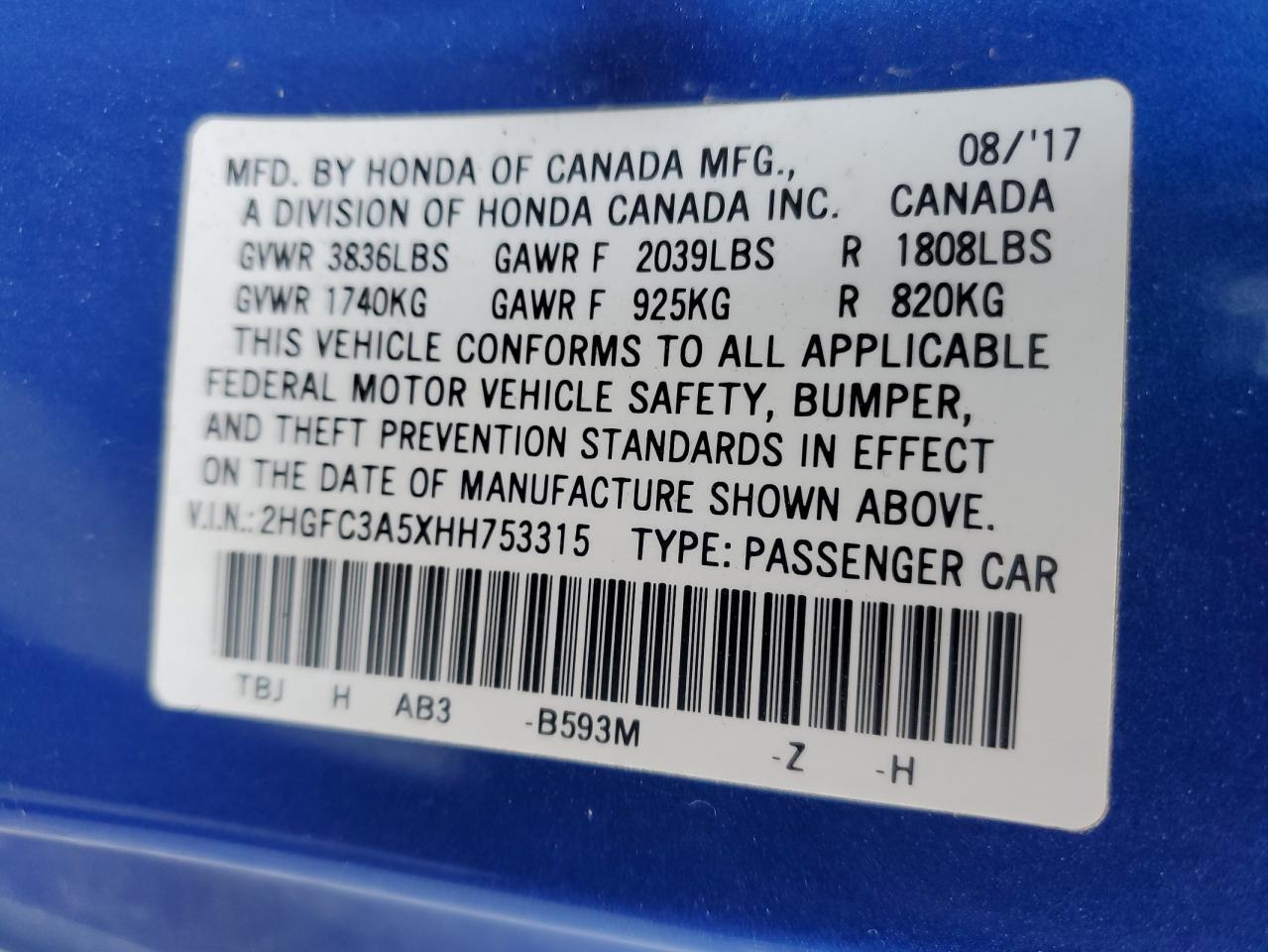 2017 HONDA CIVIC