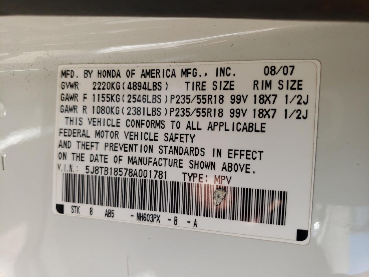 2008 ACURA RDX