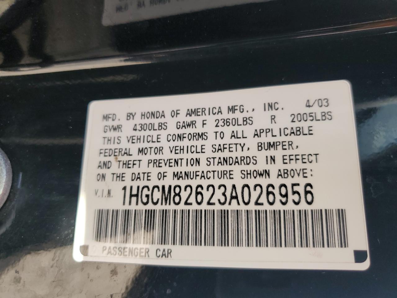 2003 HONDA ACCORD