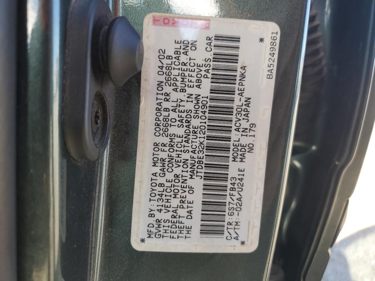 2002 TOYOTA CAMRY
