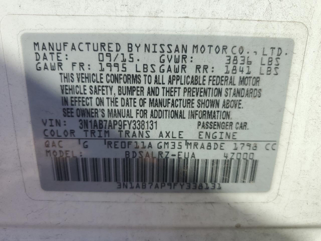 2015 NISSAN SENTRA
