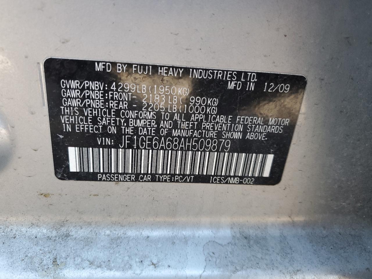 2010 SUBARU IMPREZA