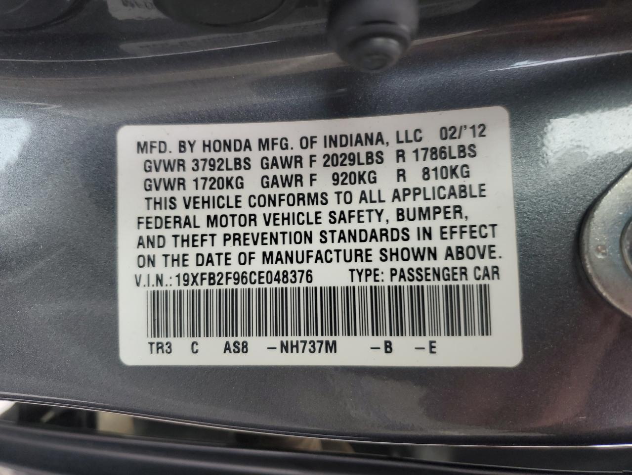 2012 HONDA CIVIC