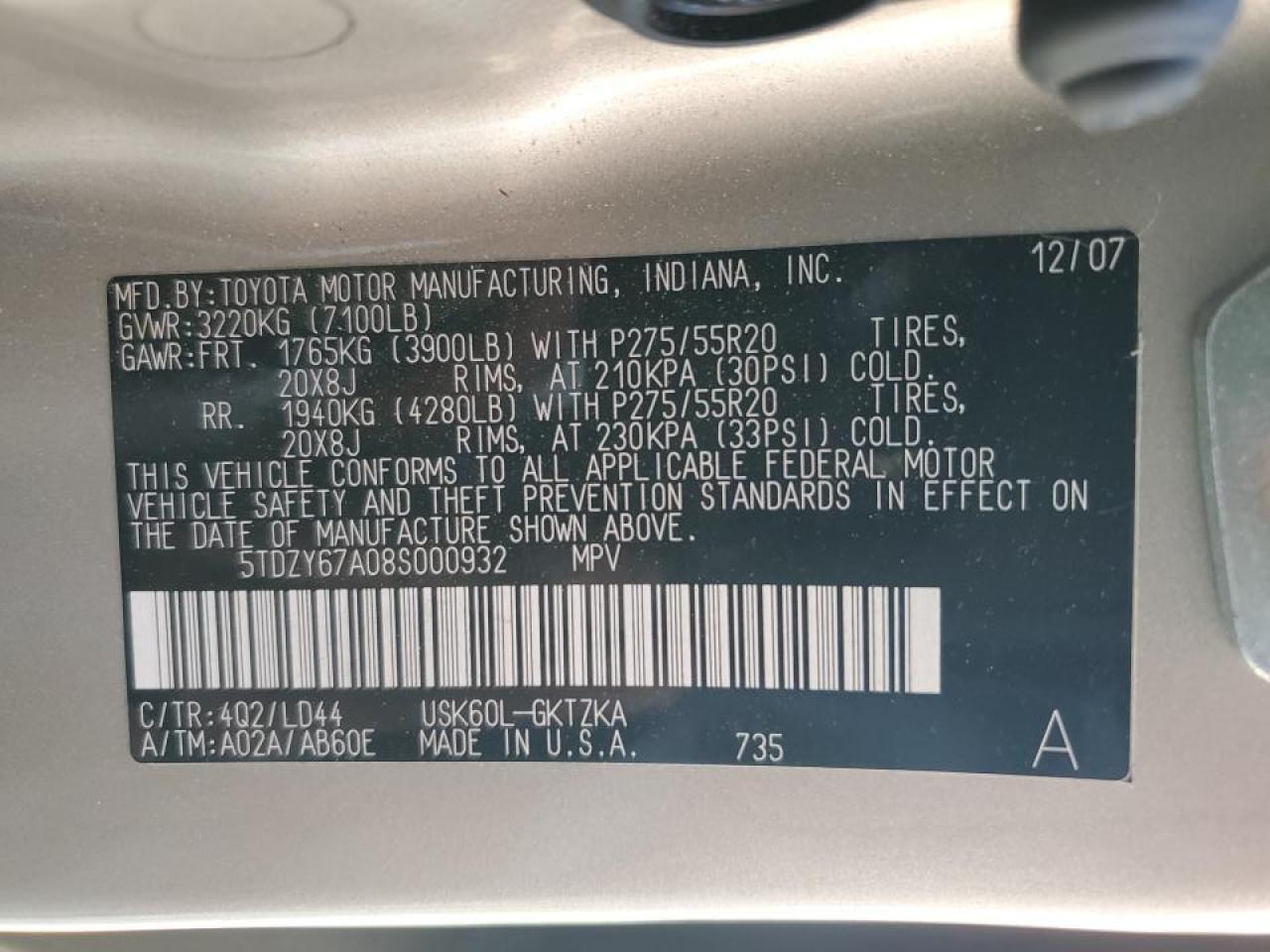 2008 TOYOTA Sequoia