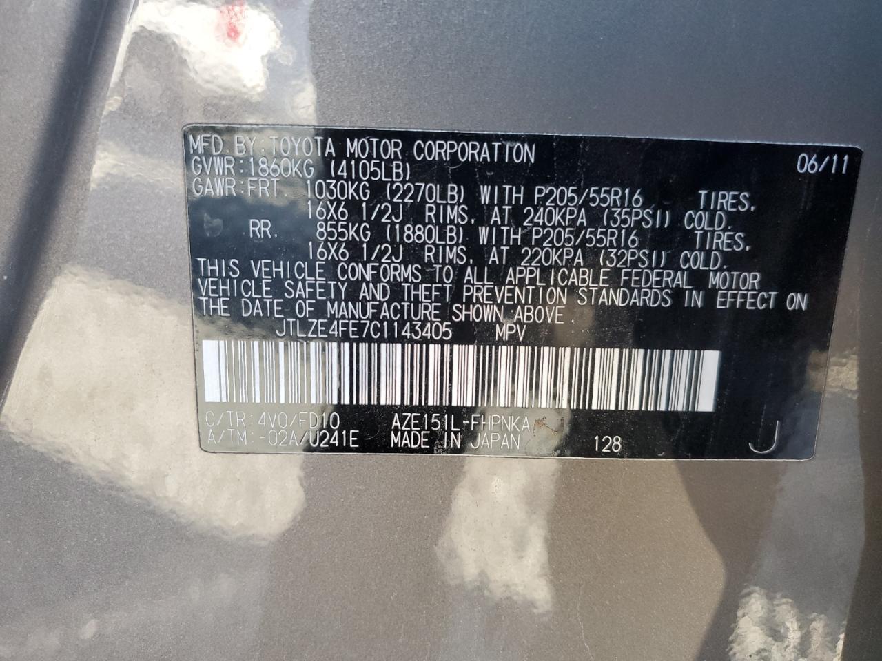 2012 TOYOTA SCION