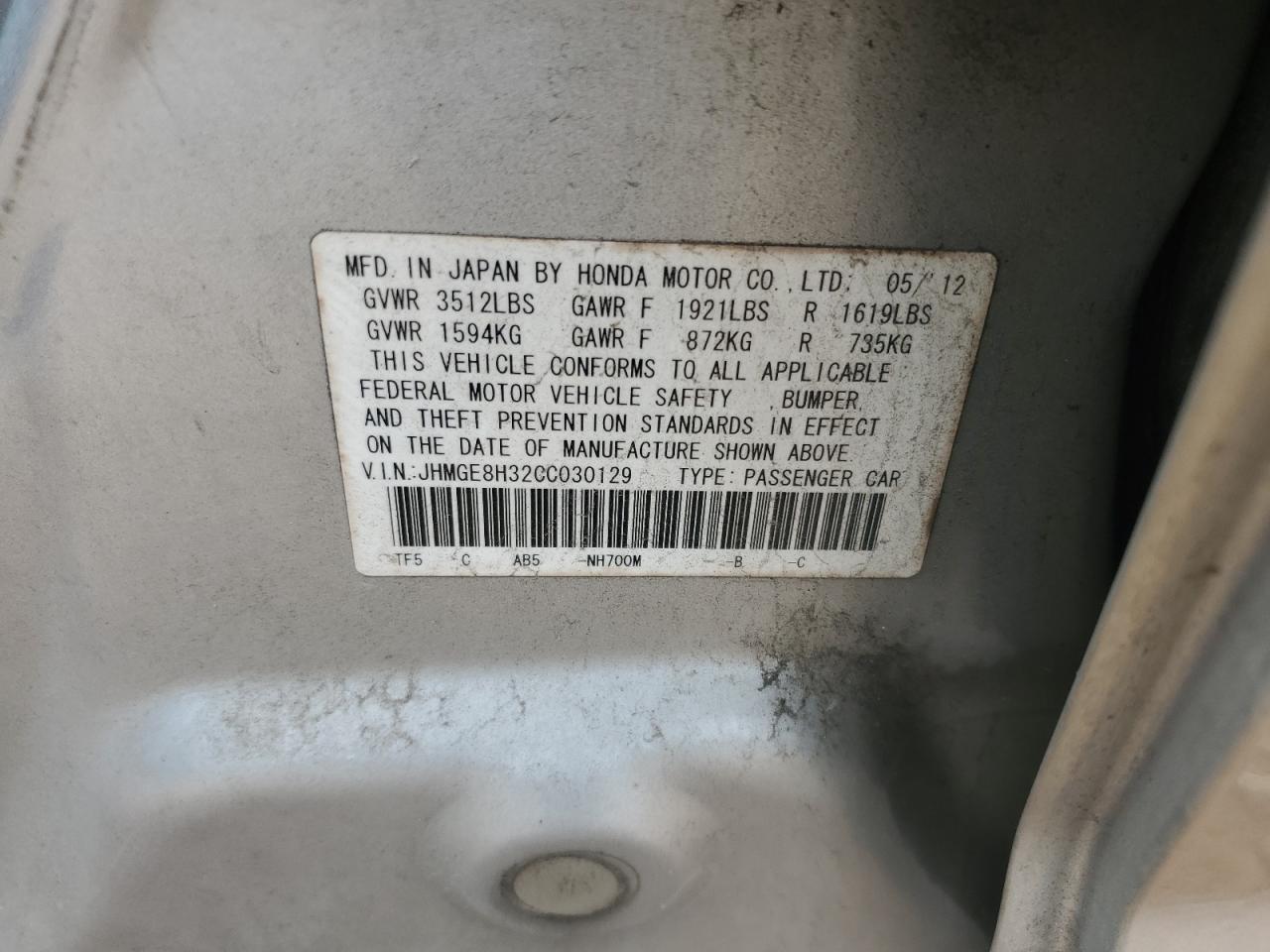 2012 HONDA FIT