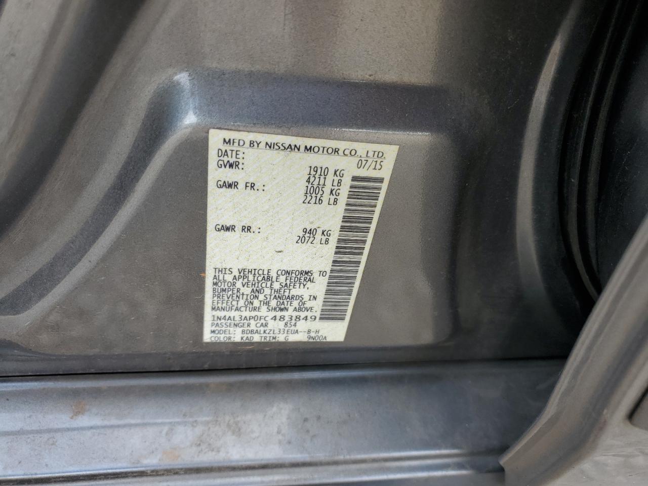 2015 NISSAN ALTIMA