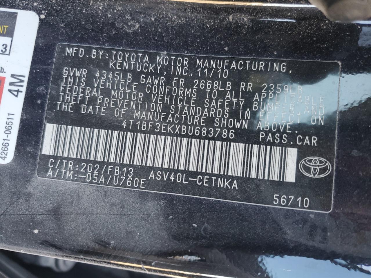 2011 TOYOTA CAMRY