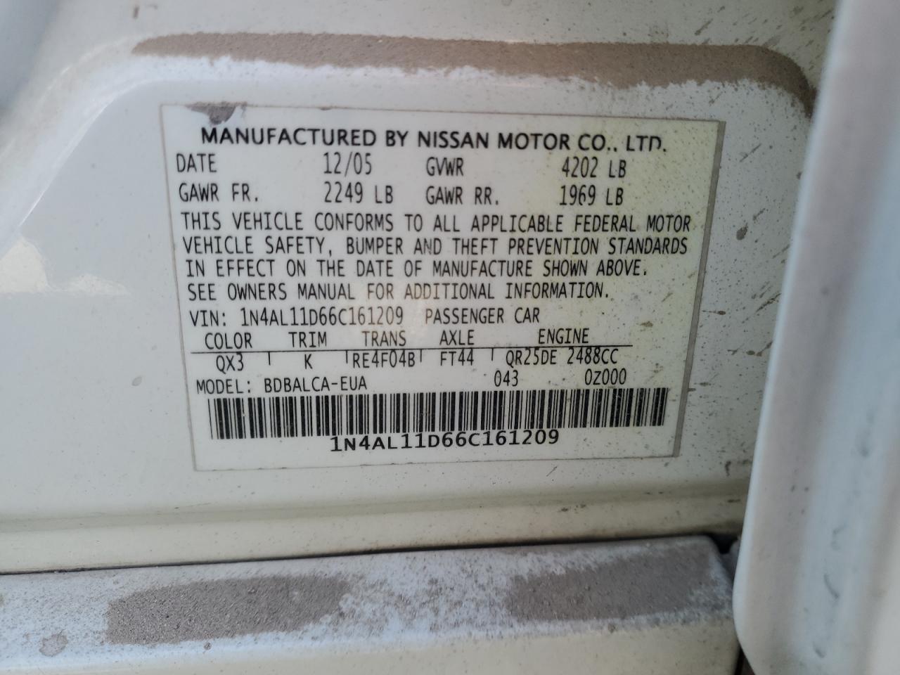 2006 NISSAN ALTIMA