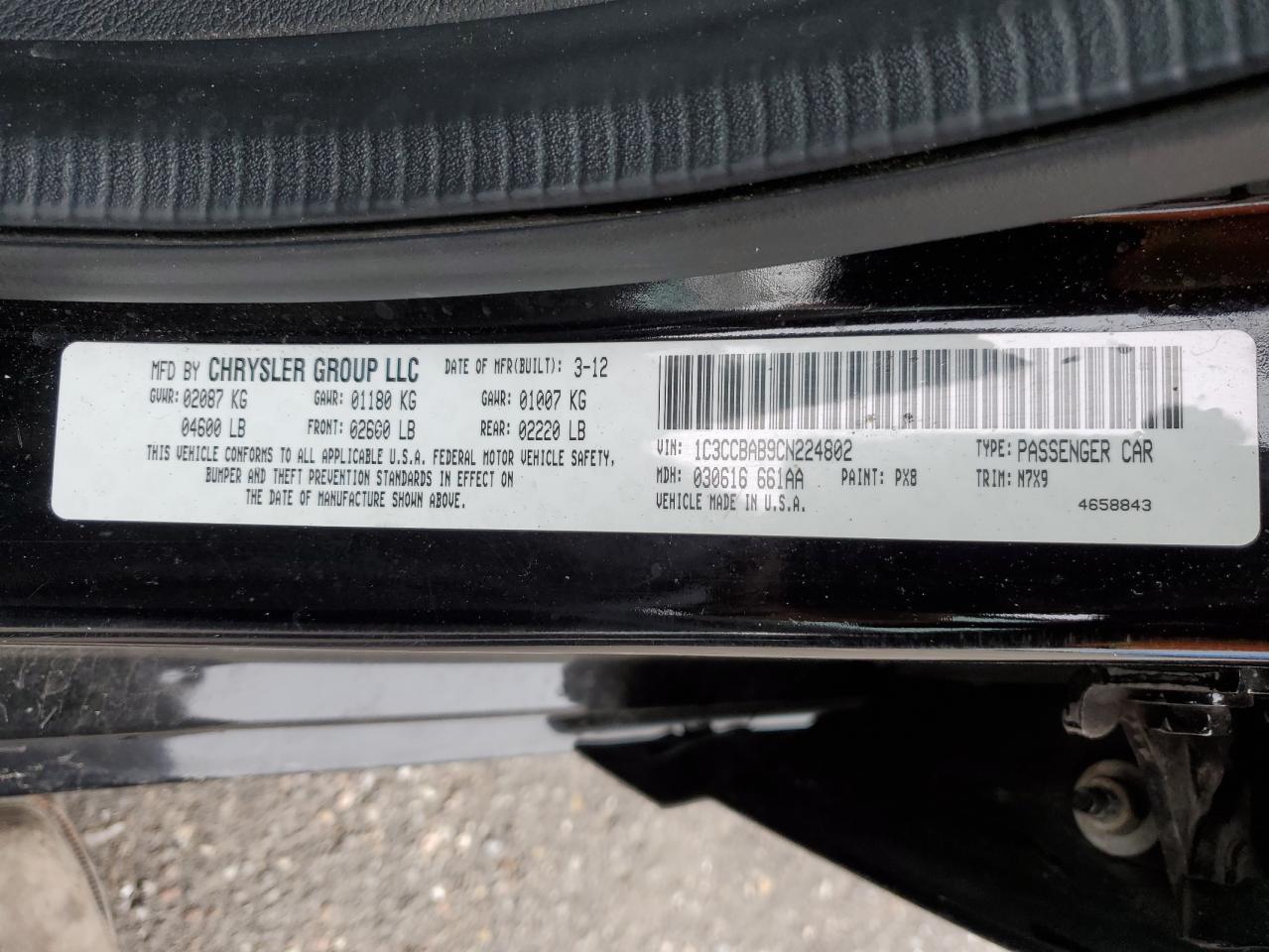2012 CHRYSLER 200