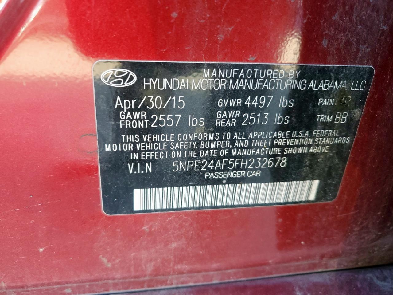 2015 HYUNDAI SONATA