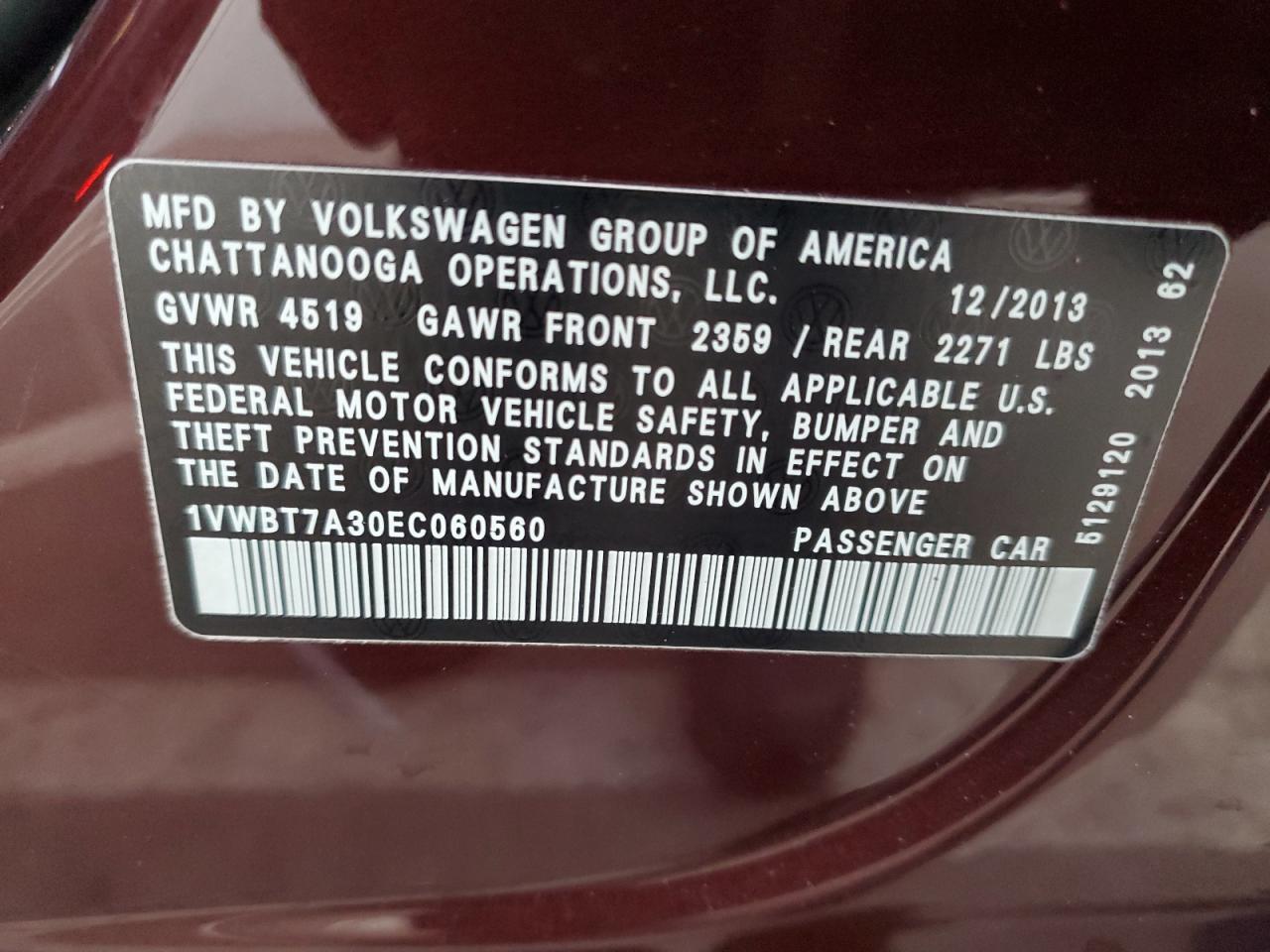 2014 VOLKSWAGEN Passat