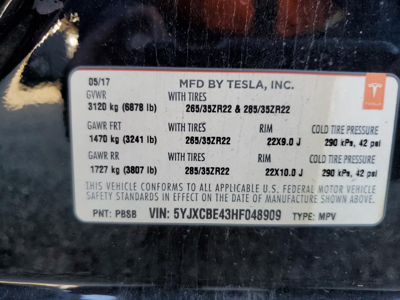 2017 TESLA MODEL X