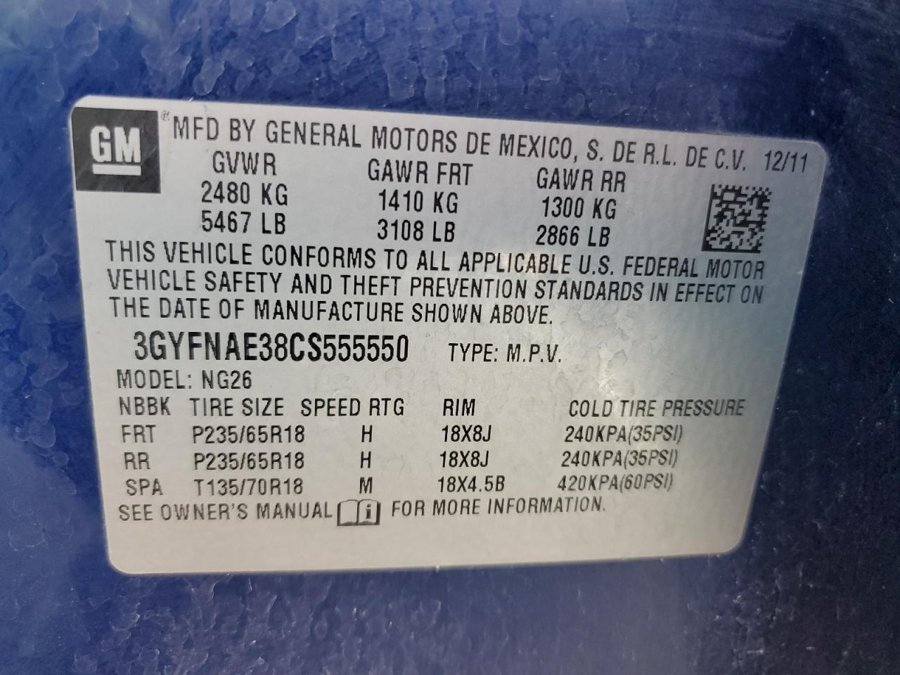 2012 CADILLAC SRX
