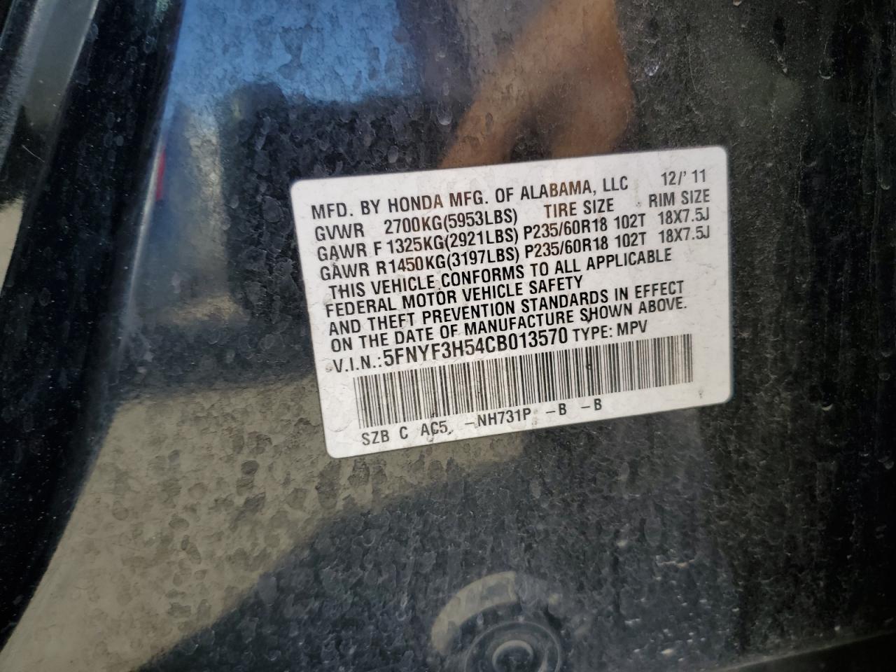 2012 HONDA PILOT