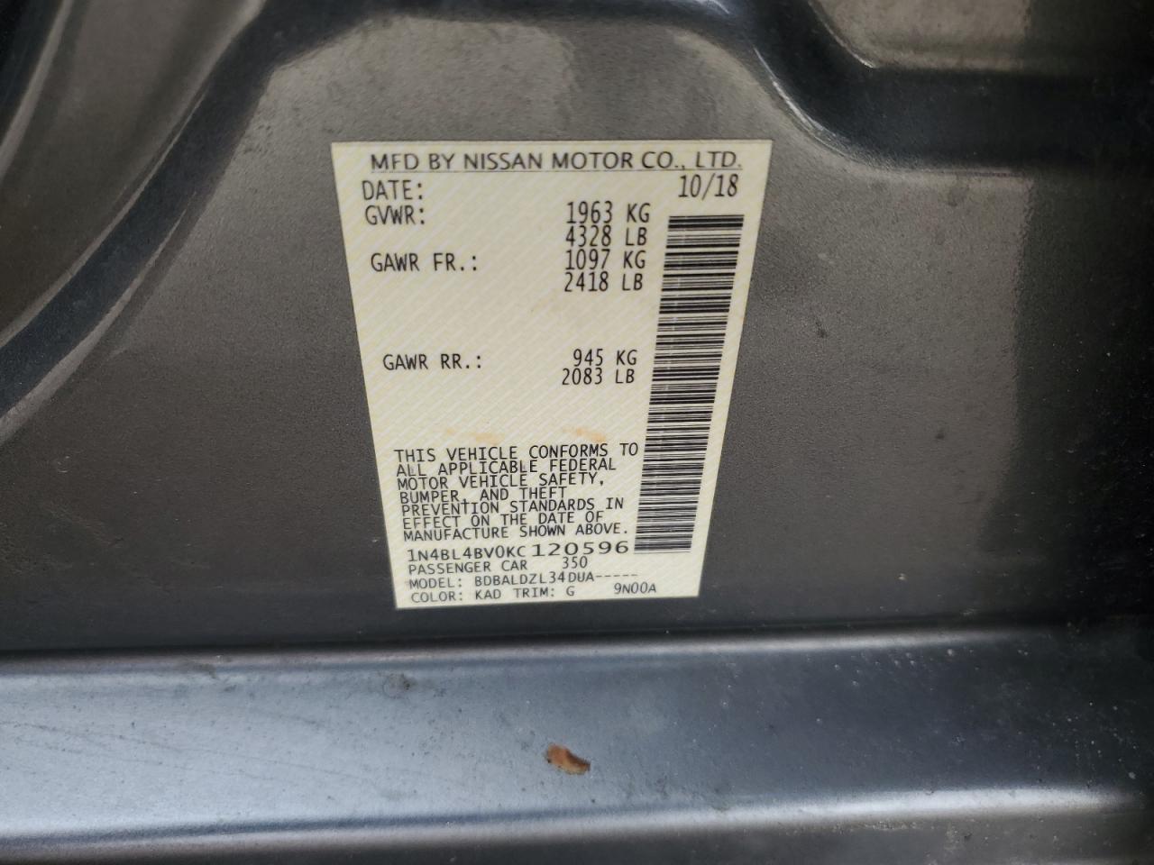 2019 NISSAN ALTIMA