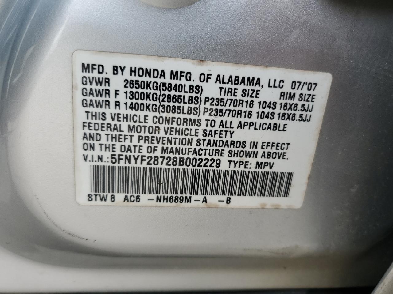 2008 HONDA PILOT