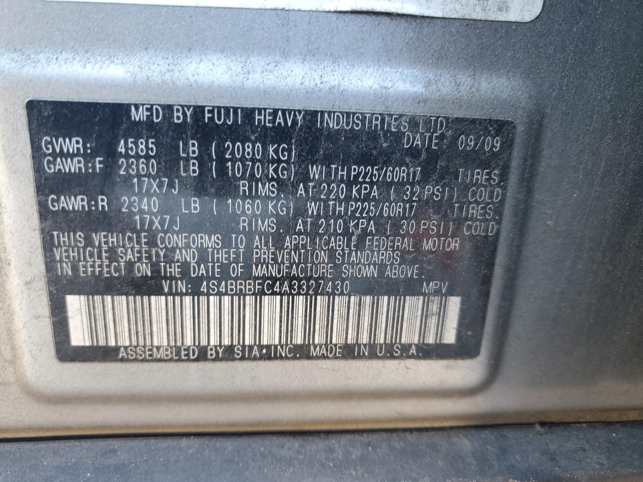 2010 SUBARU Outback