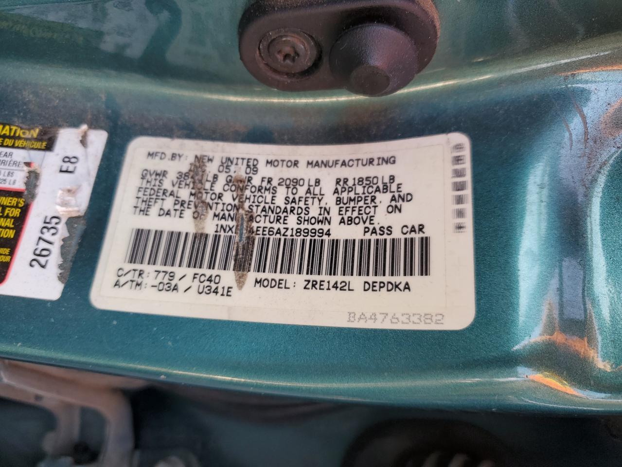 2010 TOYOTA COROLLA
