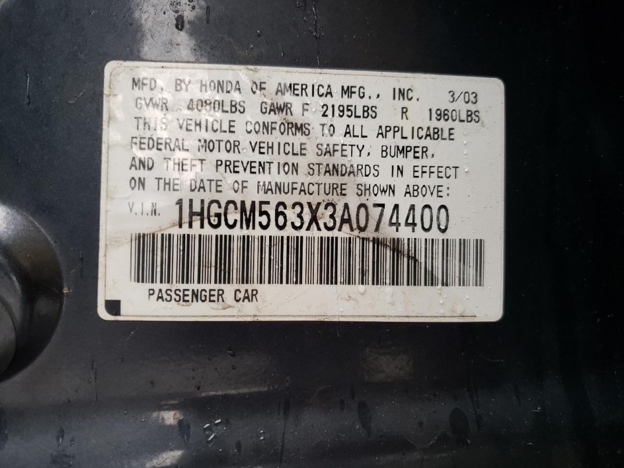 2003 HONDA ACCORD